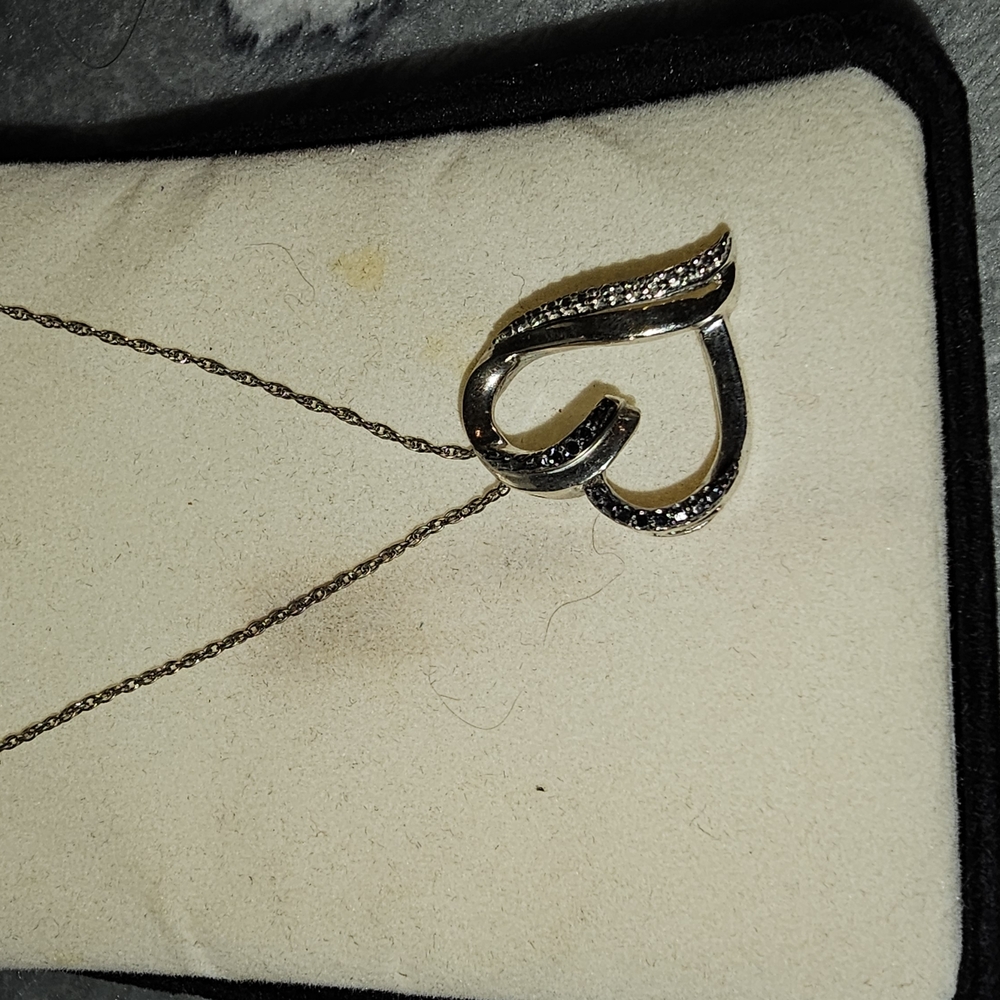 Delicate Silver Heart Necklace with Sparkling Stones